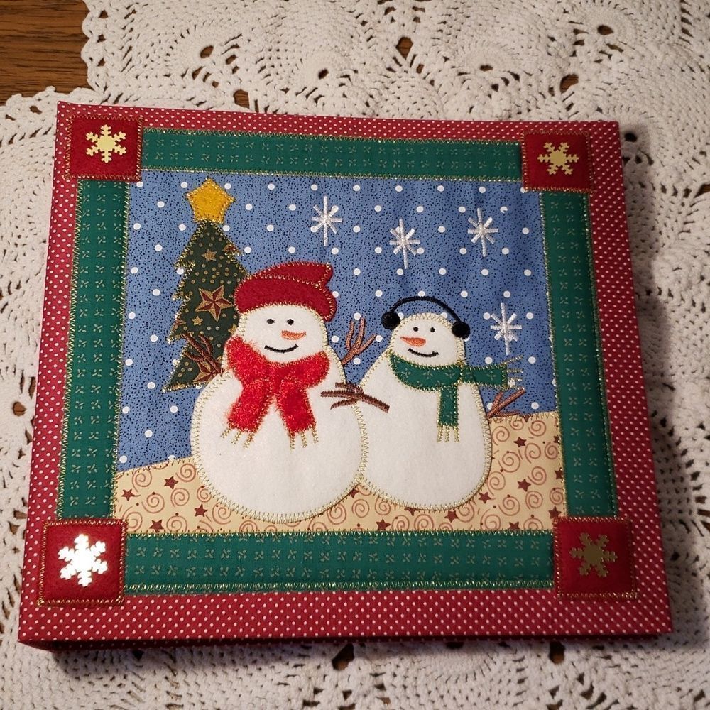 New in Box Snowman Photo Album with Quilted Cover